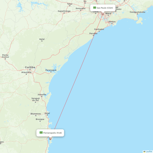 Gol flights between Florianopolis and Sao Paulo
