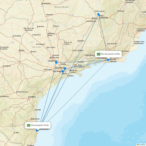 Gol flights between Florianopolis and Rio De Janeiro