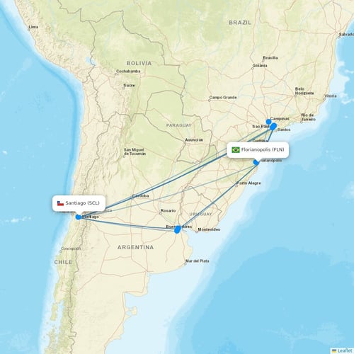 Sky Airline flights between Florianopolis and Santiago