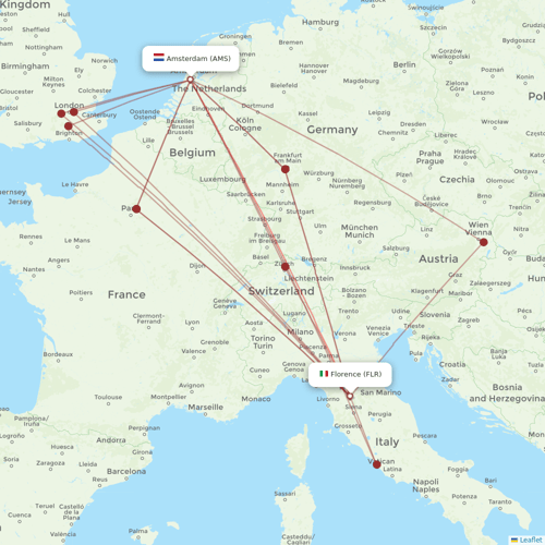 KLM flights between Florence and Amsterdam