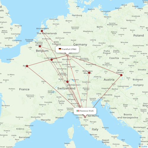 Air Dolomiti flights between Florence and Frankfurt