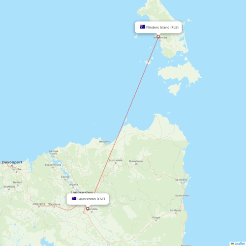 Sharp Airlines flights between Flinders Island and Launceston