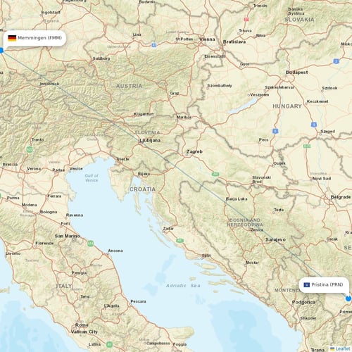 Cardiff Aviation Malta flights between Memmingen and Pristina