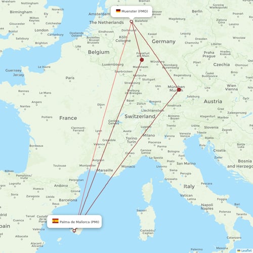 Eurowings flights between Muenster and Palma de Mallorca