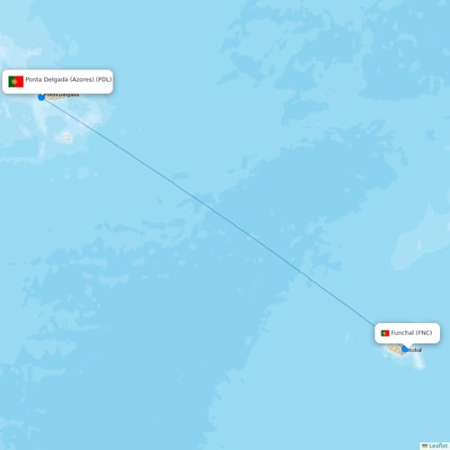 Azores Airlines flights between Funchal and Ponta Delgada (Azores)