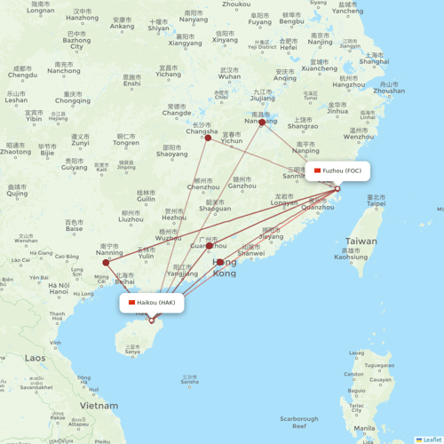 Fuzhou Airlines flights between Fuzhou and Haikou