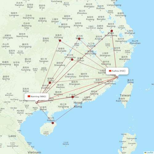 Fuzhou Airlines flights between Fuzhou and Nanning