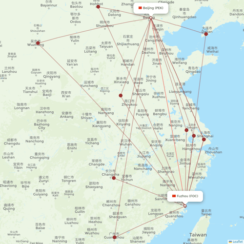 Shandong Airlines flights between Fuzhou and Beijing