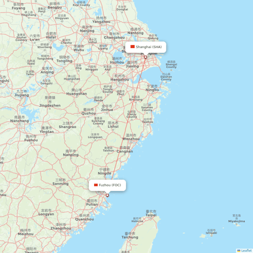 Xiamen Airlines flights between Fuzhou and Shanghai