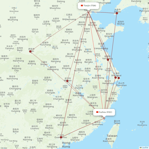 Fuzhou Airlines flights between Fuzhou and Tianjin