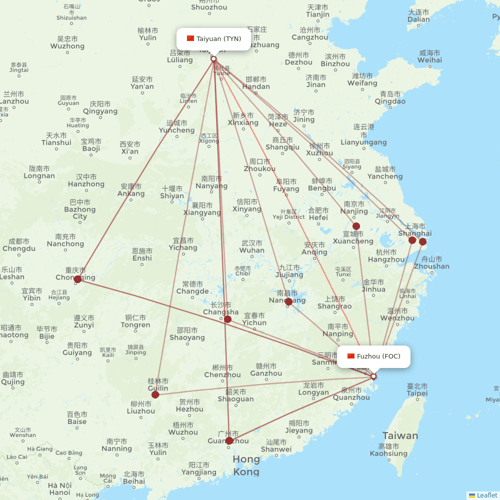 Fuzhou Airlines flights between Fuzhou and Taiyuan