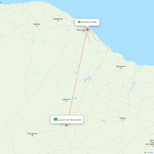 Passaredo flights between Fortaleza and Juazeiro Do Norte