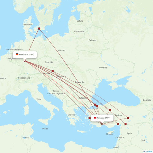 Condor flights between Frankfurt and Antalya