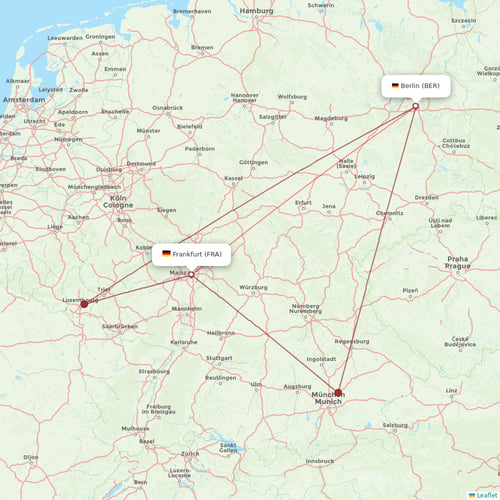 Lufthansa flights between Frankfurt and Berlin