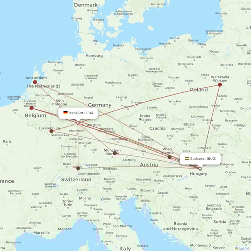 Lufthansa flights between Frankfurt and Budapest