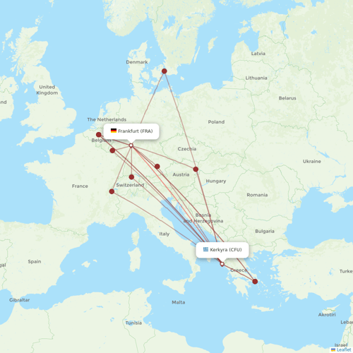 Airbus Transport International flights between Frankfurt and Kerkyra