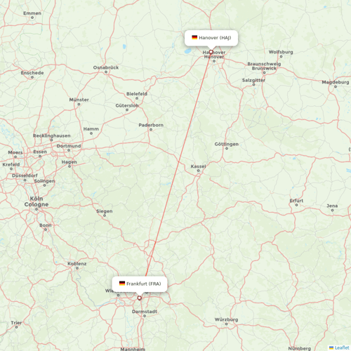Lufthansa flights between Frankfurt and Hanover