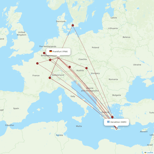 Airbus Transport International flights between Frankfurt and Heraklion