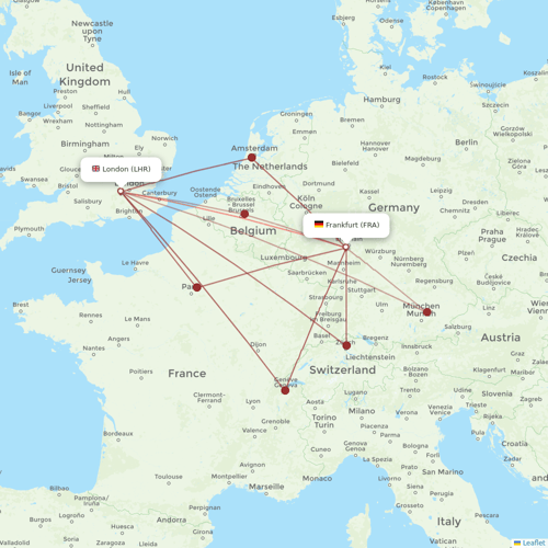 Lufthansa flights between Frankfurt and London