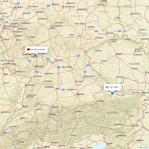 Austrian flights between Frankfurt and Linz