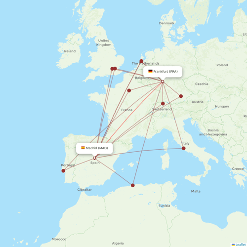 Air Europa flights between Frankfurt and Madrid