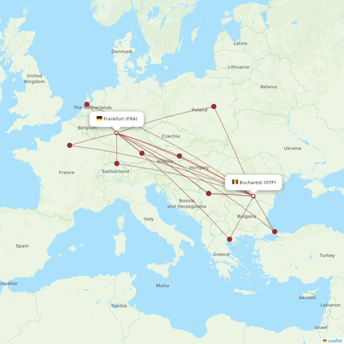 TAROM flights between Frankfurt and Bucharest