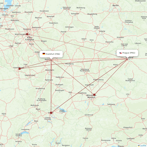 Lufthansa flights between Frankfurt and Prague