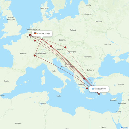 TUIfly flights between Frankfurt and Rhodes