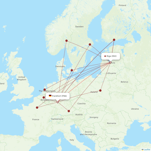 Air Baltic flights between Frankfurt and Riga