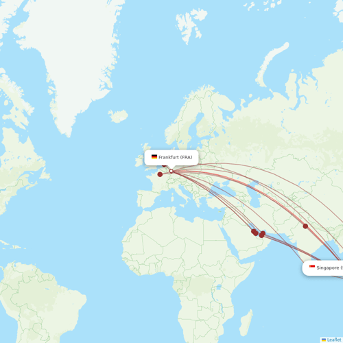 Singapore Airlines flights between Frankfurt and Singapore