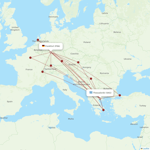 Aegean Airlines flights between Frankfurt and Thessaloniki