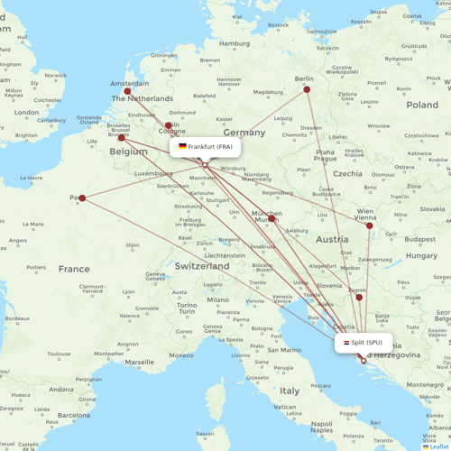 Airbus Transport International flights between Frankfurt and Split