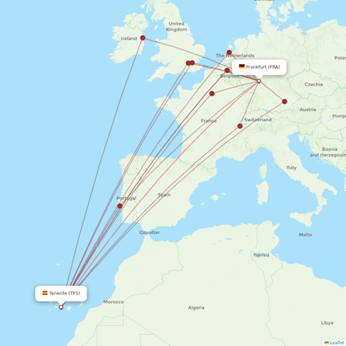 Airbus Transport International flights between Frankfurt and Tenerife