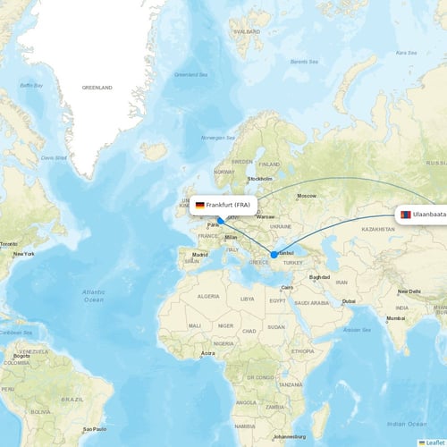 Miat - Mongolian Airlines flights between Frankfurt and Ulaanbaatar