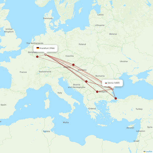Airbus Transport International flights between Frankfurt and Varna