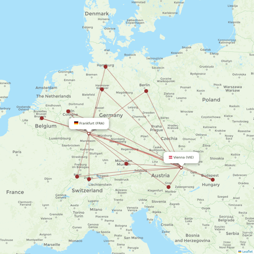 Austrian flights between Frankfurt and Vienna