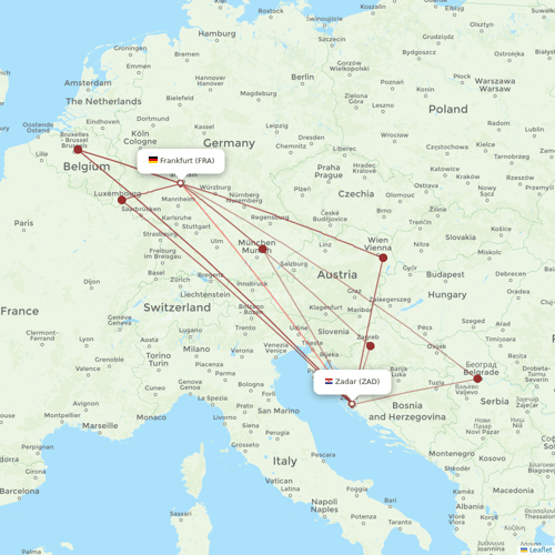Airbus Transport International flights between Frankfurt and Zadar