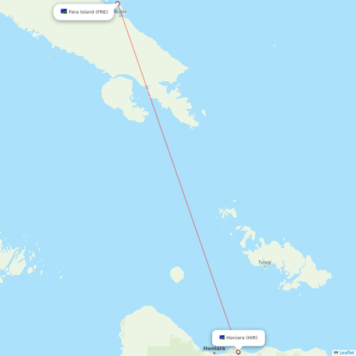 Solomon Airlines flights between Fera Island and Honiara