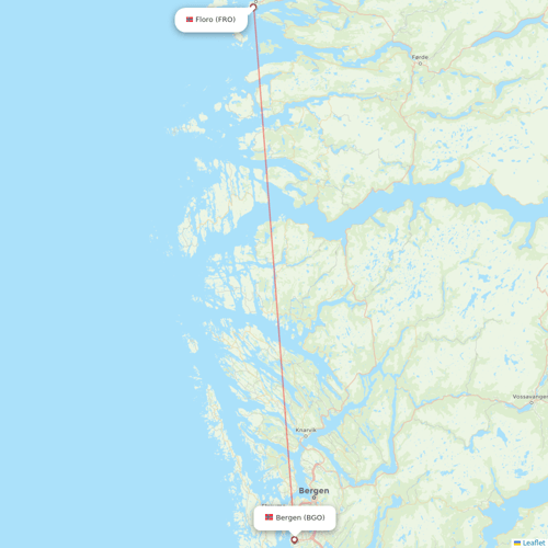 Wideroe flights between Floro and Bergen