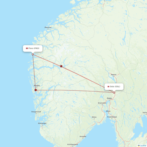 Danish Air flights between Floro and Oslo