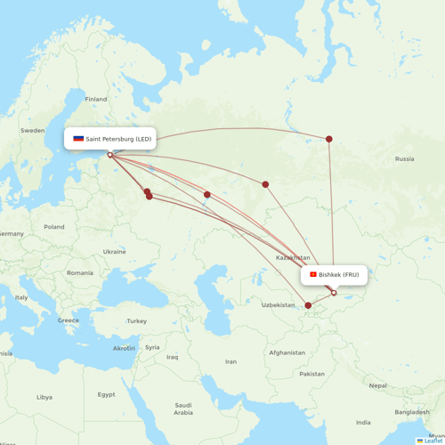 Avia Traffic Company flights between Bishkek and Saint Petersburg