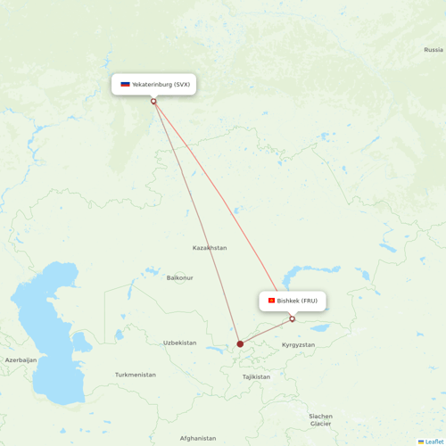Ural Airlines flights between Bishkek and Yekaterinburg