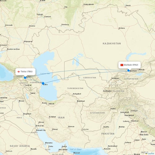TezJet flights between Bishkek and Tbilisi