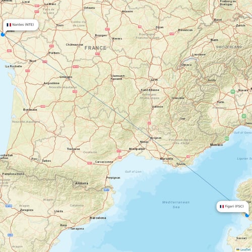Volotea flights between Figari and Nantes