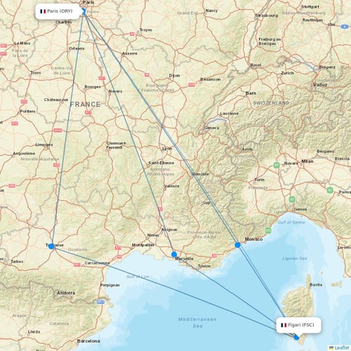 Air Corsica flights between Figari and Paris