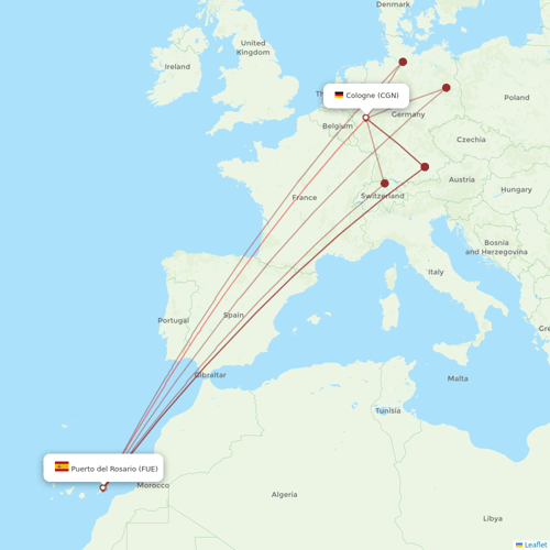 Corendon Airlines Europe flights between Puerto del Rosario and Cologne