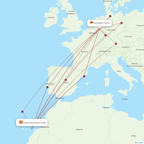 Corendon Airlines Europe flights between Puerto del Rosario and Dusseldorf