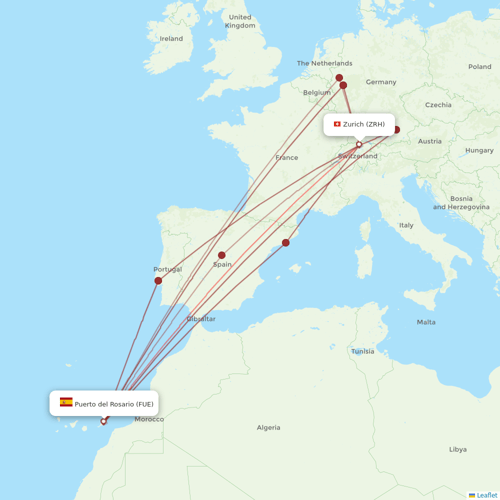 Edelweiss Air flights between Puerto del Rosario and Zurich
