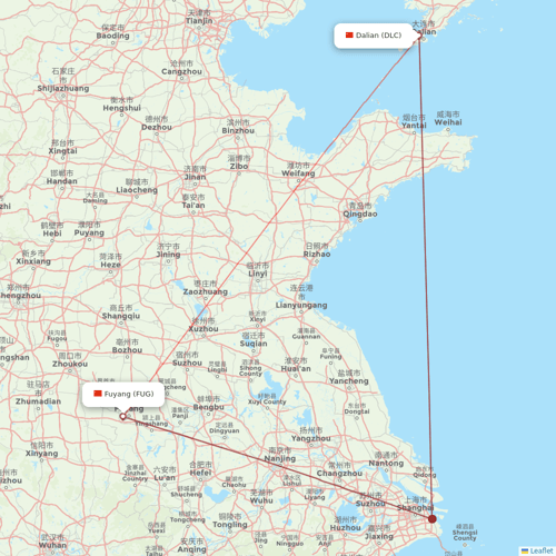 Guangxi Beibu Gulf Airlines flights between Fuyang and Dalian