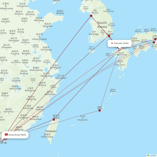 HK Express flights between Fukuoka and Hong Kong